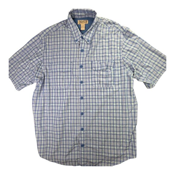 Duluth Trading Shirt Mens XL Tall Blue Plaid Button Up Vented Pocket Gorp Casual - Picture 1 of 12